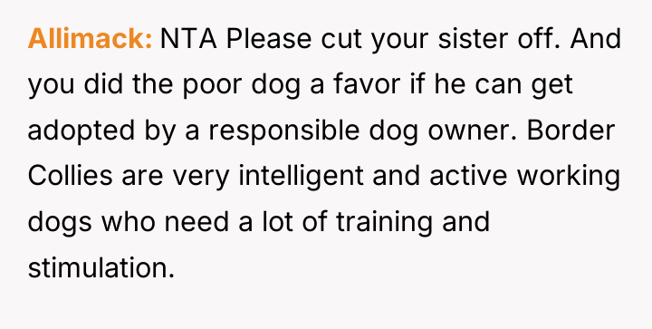 Allimack NTA Please cut your sister off. And you did...