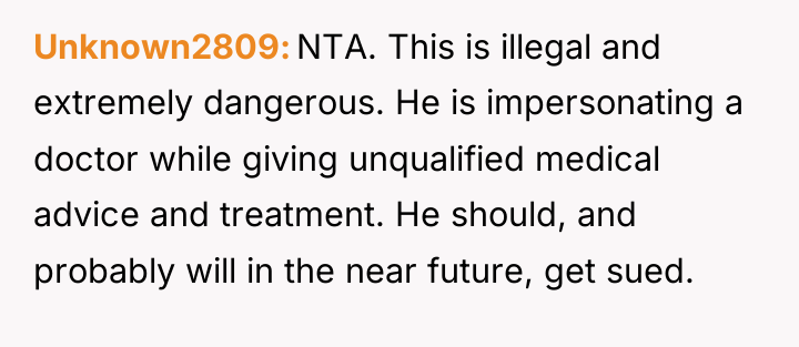 Unknown2809 NTA. This is illegal and extremely dangerous. He is...