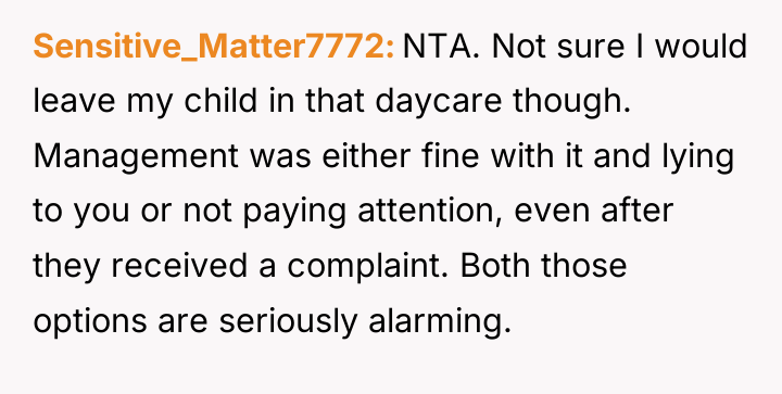 Sensitive_Matter7772 NTA. Not sure I would leave my child in...