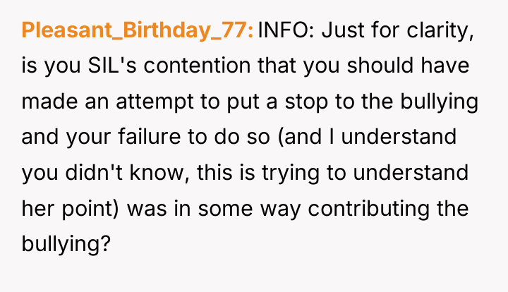 Pleasant_Birthday_77 INFO: Just for clarity, is you SIL's contention that...