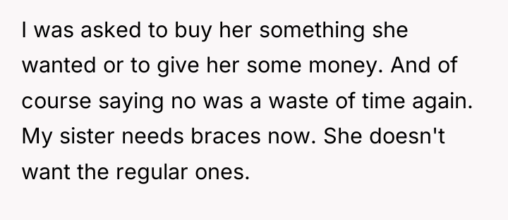 I was asked to buy her something she wanted or...