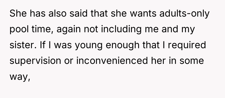 She has also said that she wants adults-only pool time,...