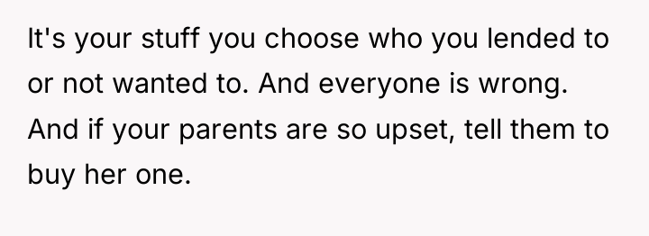 It's your stuff you choose who you lended to or...