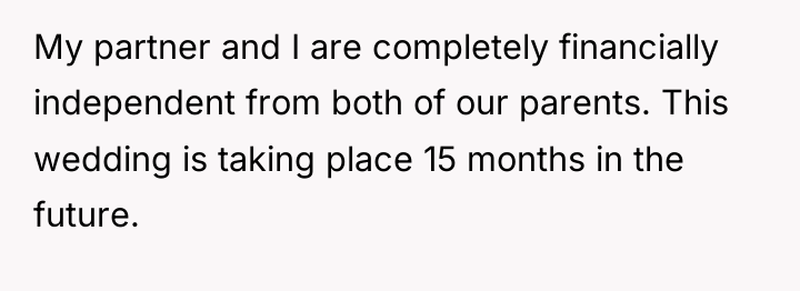 My partner and I are completely financially independent from both...