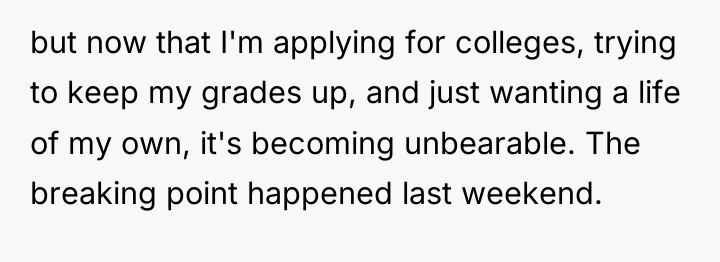 but now that I'm applying for colleges, trying to keep...