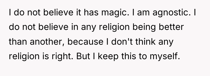 I do not believe it has magic. I am agnostic....