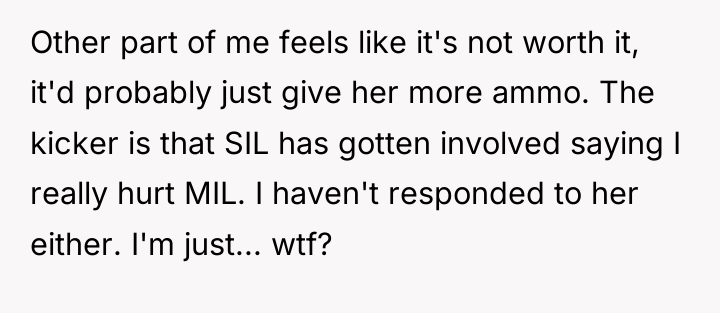 Other part of me feels like it's not worth it,...
