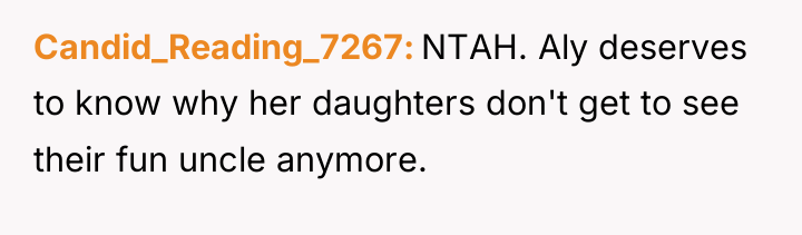 Candid_Reading_7267 NTAH. Aly deserves to know why her daughters don't...