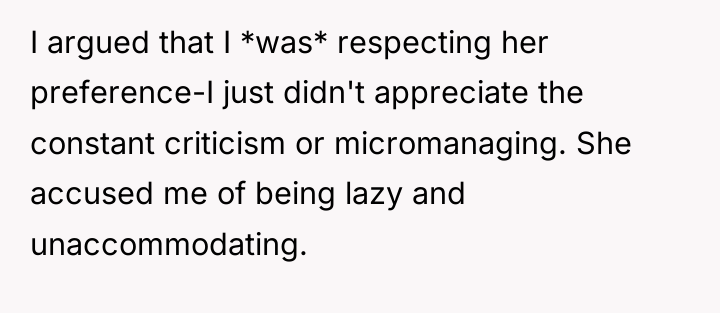 I argued that I *was* respecting her preference-I just didn't...