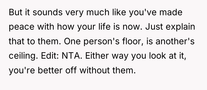 But it sounds very much like you've made peace with...