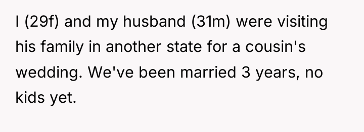 I (29f) and my husband (31m) were visiting his family...
