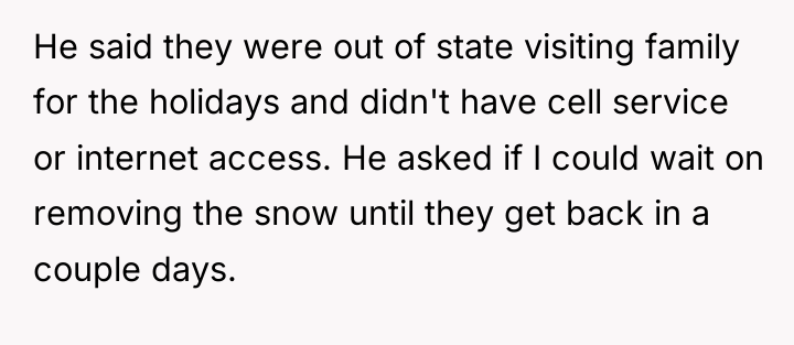 He said they were out of state visiting family for...