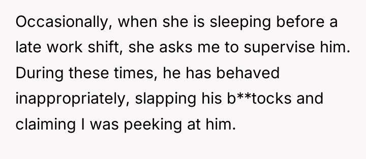 Occasionally, when she is sleeping before a late work shift,...