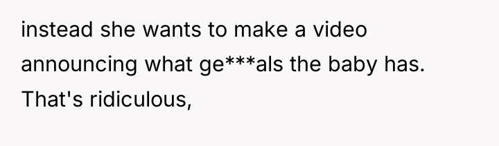 instead she wants to make a video announcing what ge***als...
