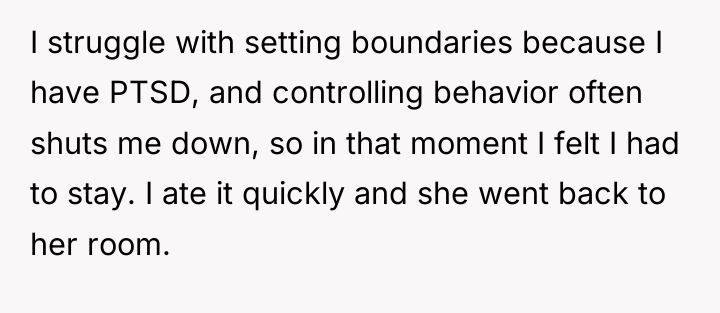 I struggle with setting boundaries because I have PTSD, and...