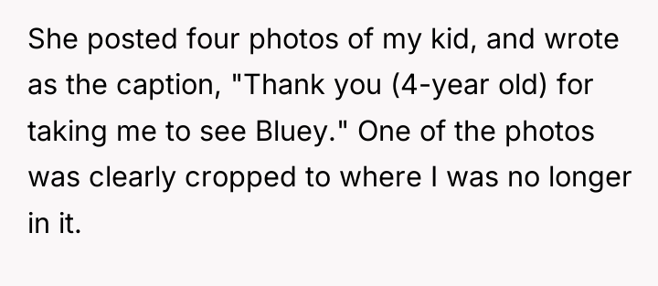 She posted four photos of my kid, and wrote as...