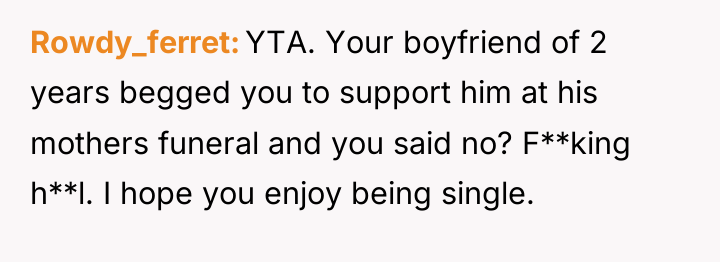 Rowdy_ferret YTA. Your boyfriend of 2 years begged you to...