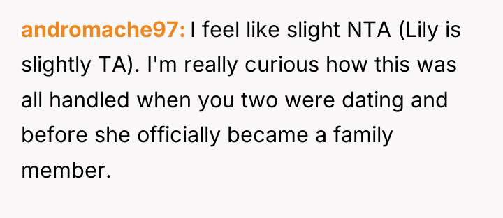 andromache97 I feel like slight NTA (Lily is slightly TA)....