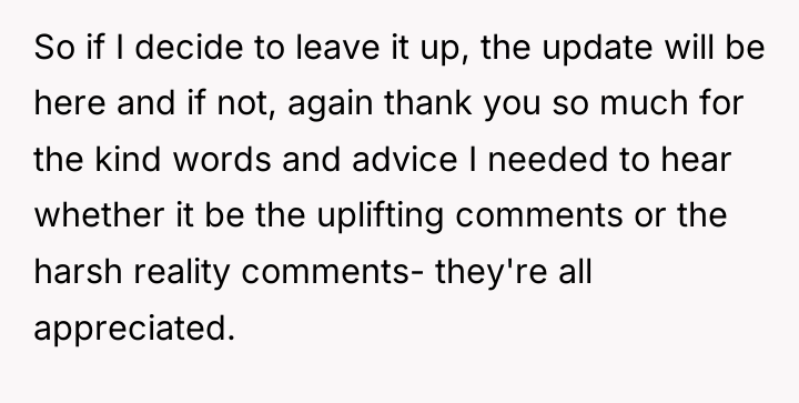 So if I decide to leave it up, the update...