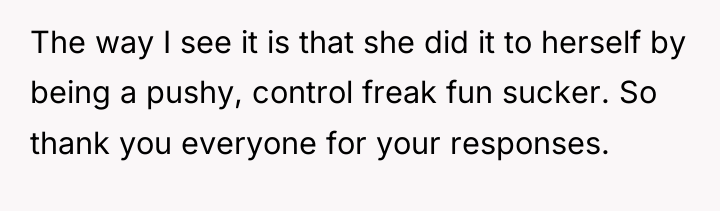 The way I see it is that she did it...
