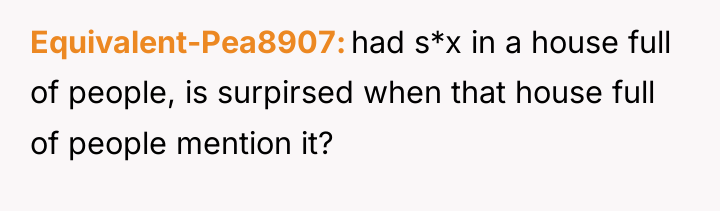 Equivalent-Pea8907 had s*x in a house full of people, is...