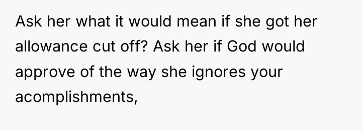 Ask her what it would mean if she got her...
