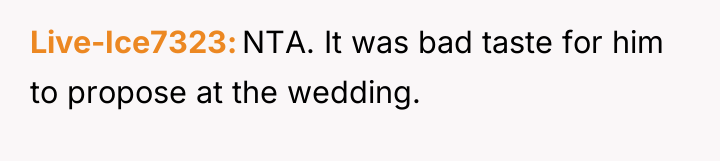 Live-Ice7323 NTA. It was bad taste for him to propose...