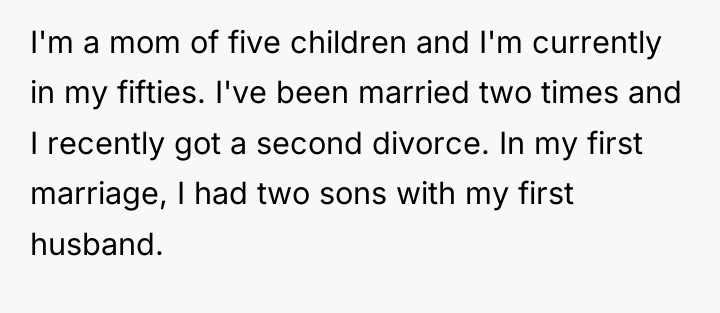I'm a mom of five children and I'm currently in...