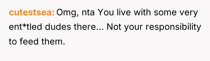 cutestsea Omg, nta You live with some very ent*tled dudes...