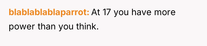 blablablablaparrot At 17 you have more power than you think.