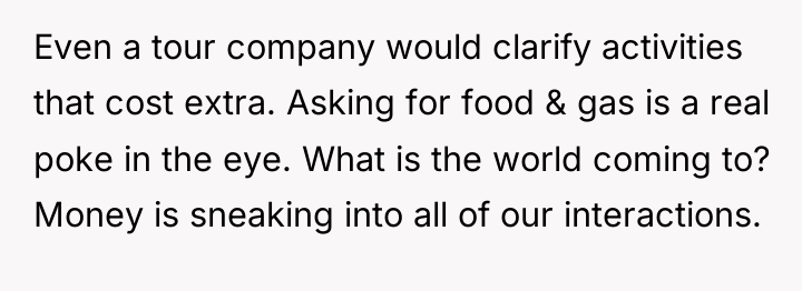 Even a tour company would clarify activities that cost extra....