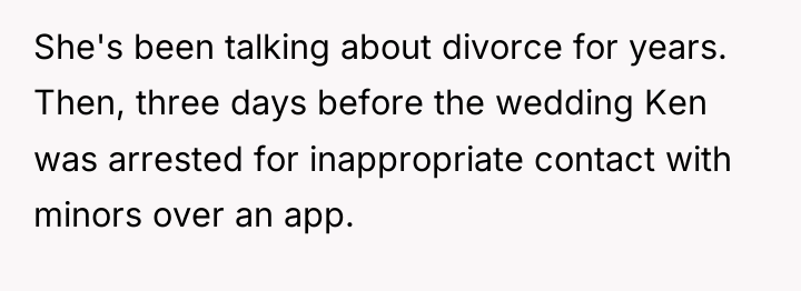 She's been talking about divorce for years. Then, three days...