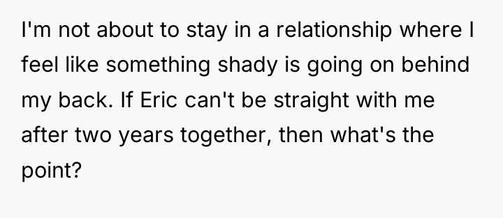 I'm not about to stay in a relationship where I...