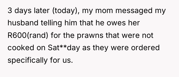 3 days later (today), my mom messaged my husband telling...