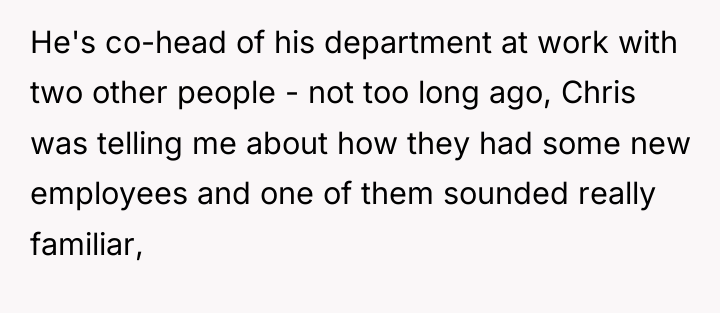He's co-head of his department at work with two other...