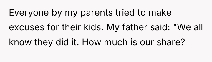 Everyone by my parents tried to make excuses for their...