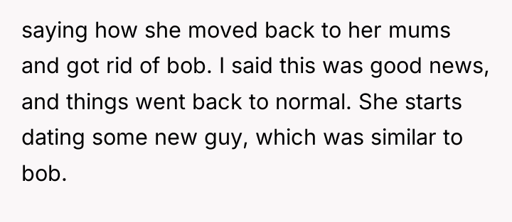 saying how she moved back to her mums and got...