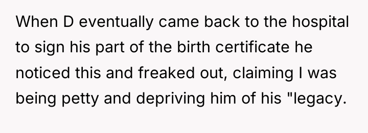 When D eventually came back to the hospital to sign...