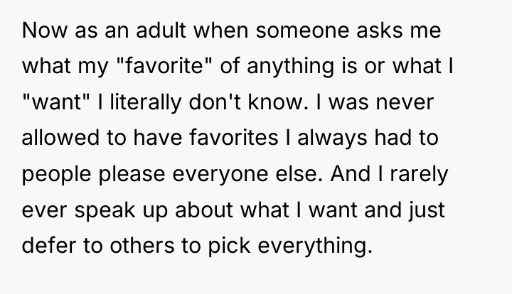 Now as an adult when someone asks me what my...