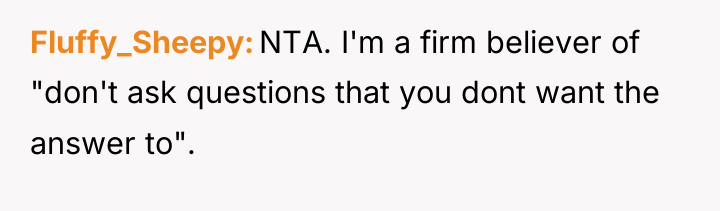 Fluffy_Sheepy NTA. I'm a firm believer of "don't ask questions...