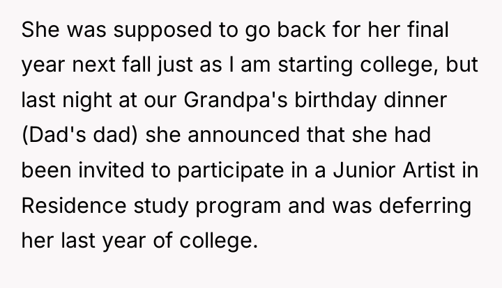 She was supposed to go back for her final year...