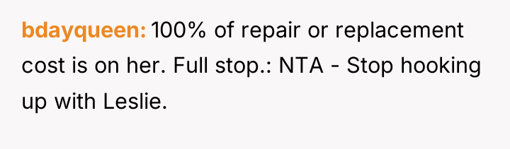 bdayqueen 100% of repair or replacement cost is on her....