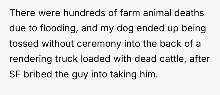 There were hundreds of farm animal deaths due to flooding,...