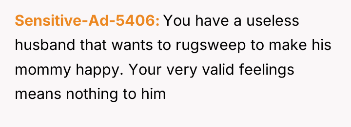 Sensitive-Ad-5406 You have a useless husband that wants to rugsweep...