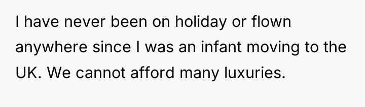 I have never been on holiday or flown anywhere since...