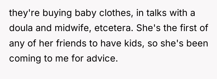 they're buying baby clothes, in talks with a doula and...