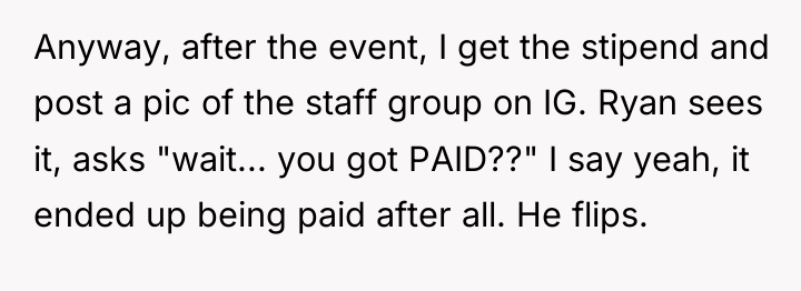 Anyway, after the event, I get the stipend and post...
