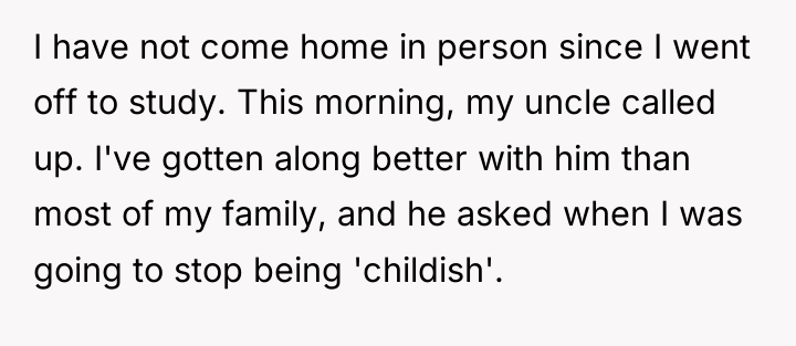 I have not come home in person since I went...
