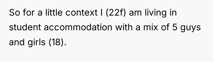 So for a little context I (22f) am living in...