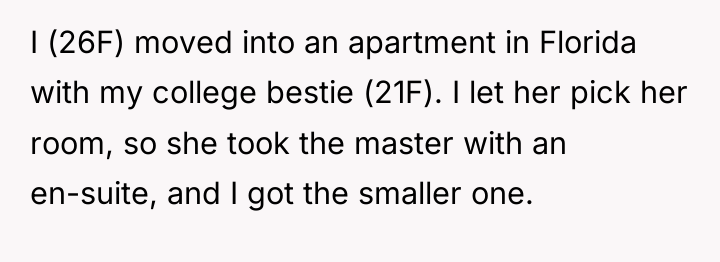 I (26F) moved into an apartment in Florida with my...